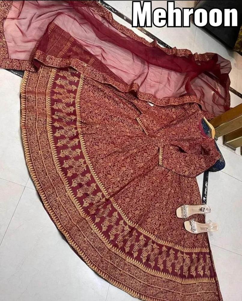 Women stitched katan silk screen printed